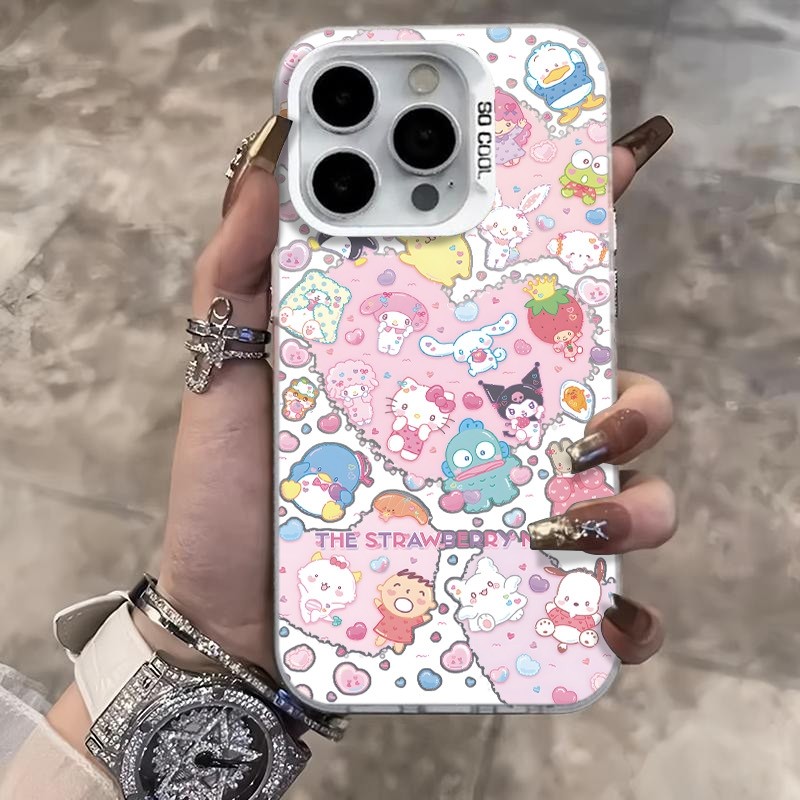 Ốp Lưng iPhone Hình Trái Tim Anime Dễ Thương - Tương Thích 16/15/14/13/12/11 Pro Max, XS Max, X