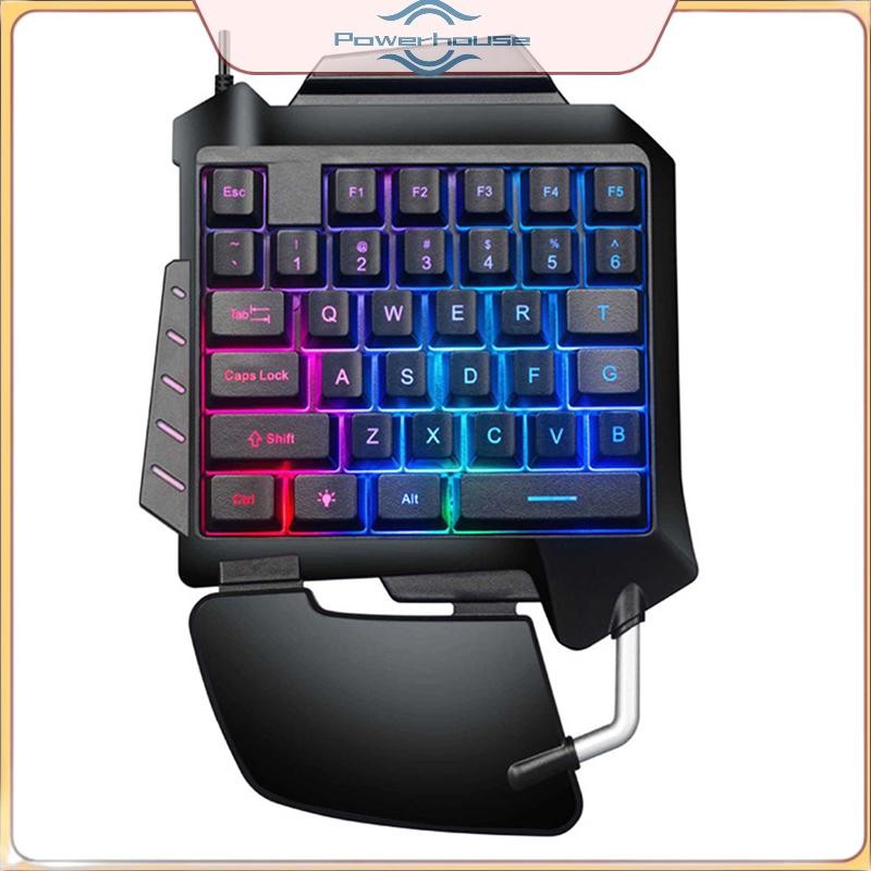 Bàn phím chơi game cơ một tay POWER Bàn phím chơi game di động có đèn nền RGB.
