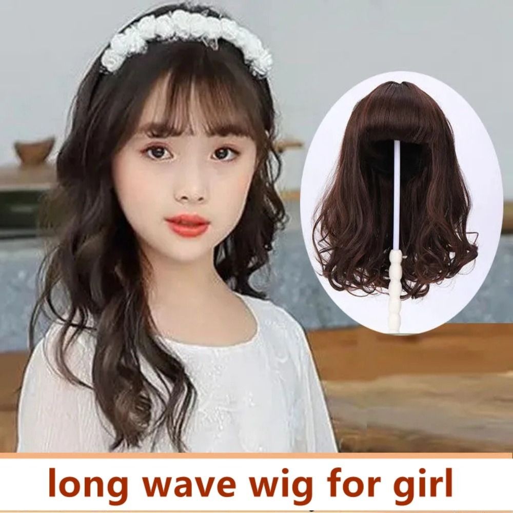 FUHUIOT - Tóc giả xoăn gợn sóng dài cho bé gái, phù hợp làm phần mở rộng tóc hoặc trang sức công chúa