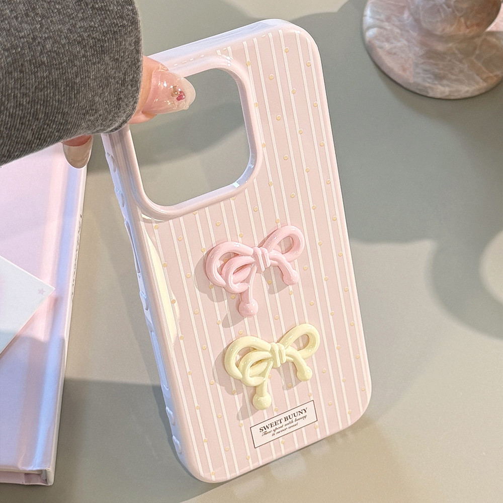 Ốp Điện Thoại Mềm 3D Nơ Cho iPhone 17 Pro Max 16 15 14 13 Vỏ Bảo Vệ Chống Sốc