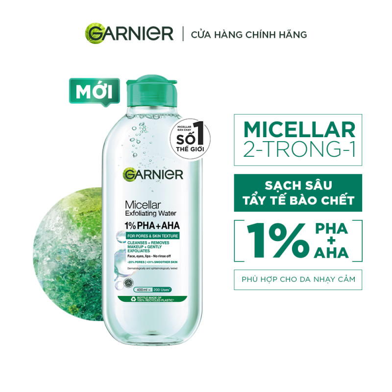 Bộ 2 nước Tẩy Trang làm sạch sâu dịu nhẹ cho mọi loại da - Garnier Micellar Cleansing Water 400mlX2 (Kèm quà 50mlX2)