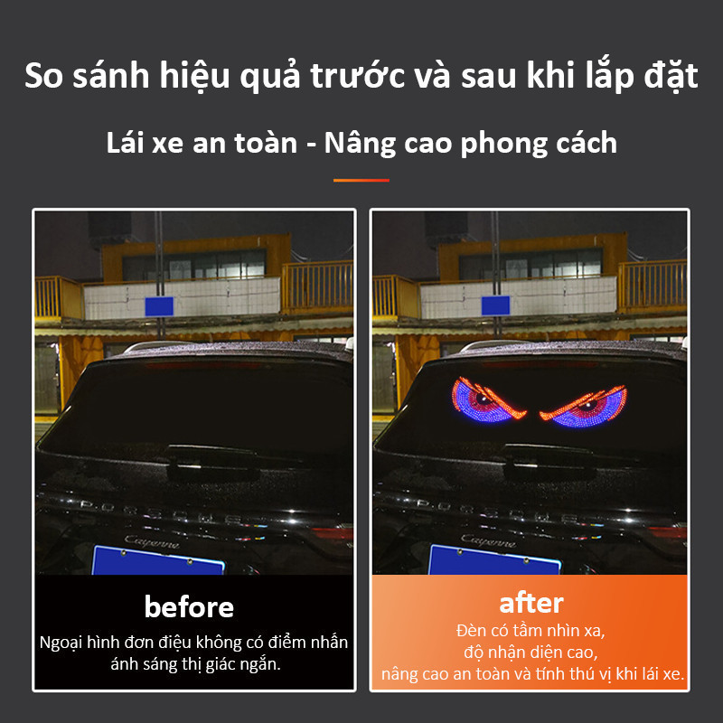 Đèn Mắt Quỷ Xe Tải, Đèn LED 5V USB Đa Năng Cho Ô Tô, Hiệu Ứng Hoạt Hình Trang Trí Kính Chắn Gió