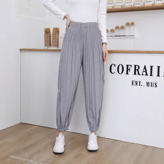 Miyake Quần Xếp Ly Nữ Lỏng Lẻo Ôm Dáng Đơn Giản, Thời Trang Cao Cấp Màu Trơn Phù Hợp Mặc Hàng Ngày