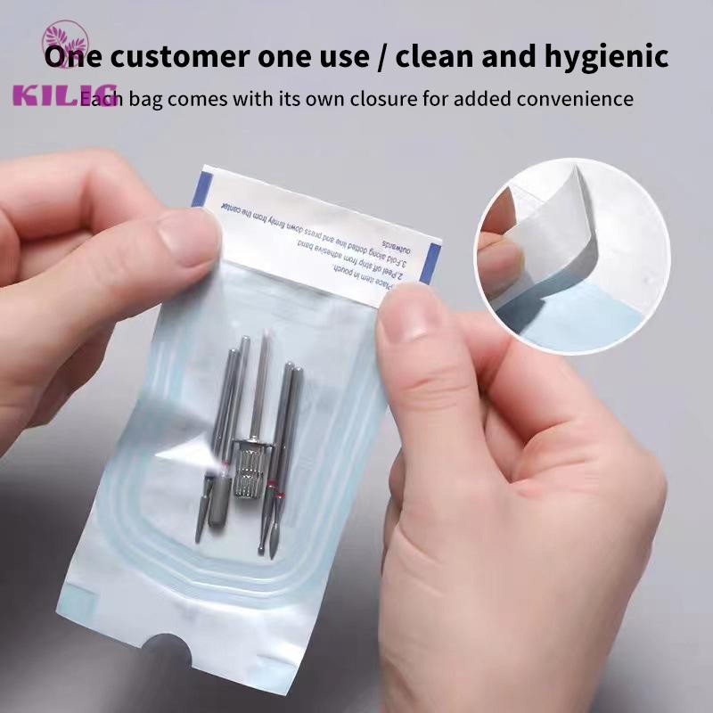 Bộ 100 Túi Tiệt Trùng 4 Kích Thước Dùng Một Lần Để Đựng Dụng Cụ Xăm Móng Tay Mới