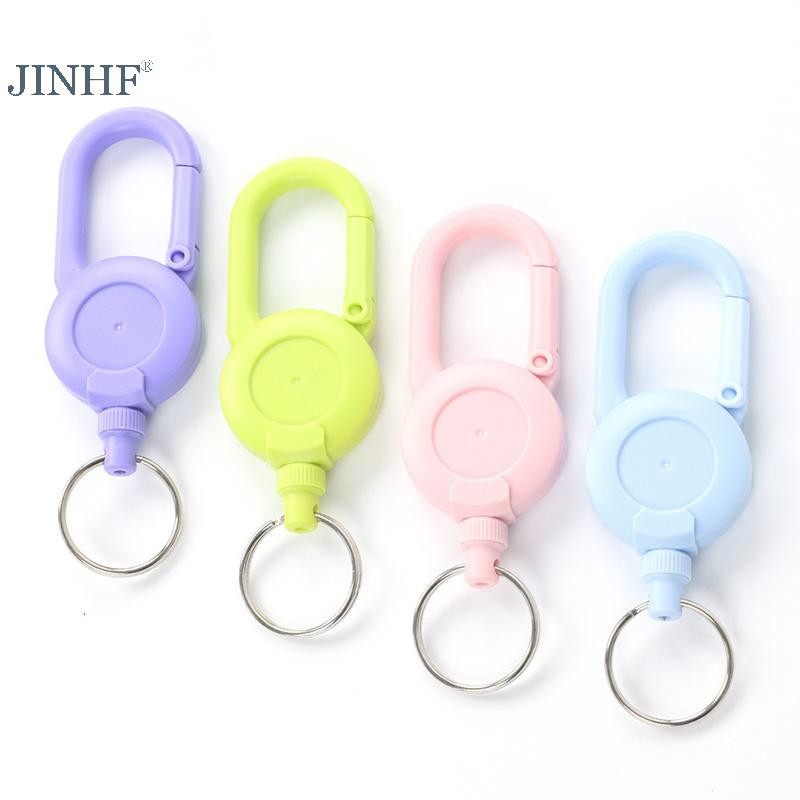 JINHF Màu Có Thể Thu Vào Móc Khóa Ngoài Trời Chống Trộm Dễ Kéo Khóa Dây Cuộn Dây Co Giãn Vòng Chìa Khóa Dụng Cụ Có Thể Thu Vào HOT