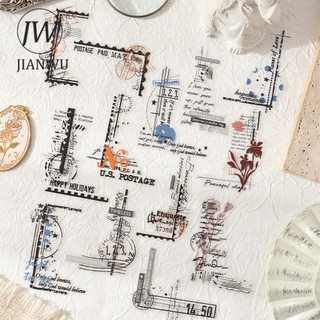 JIANWU Truyện Từ Góc Series Vintage Biên Giới Phong Cảnh Chất Liệu Cắt Kéo Sổ Lưu Niệm PET Miếng Dán Tạp Chí Sáng Tạo Văn Phòng Phẩm
