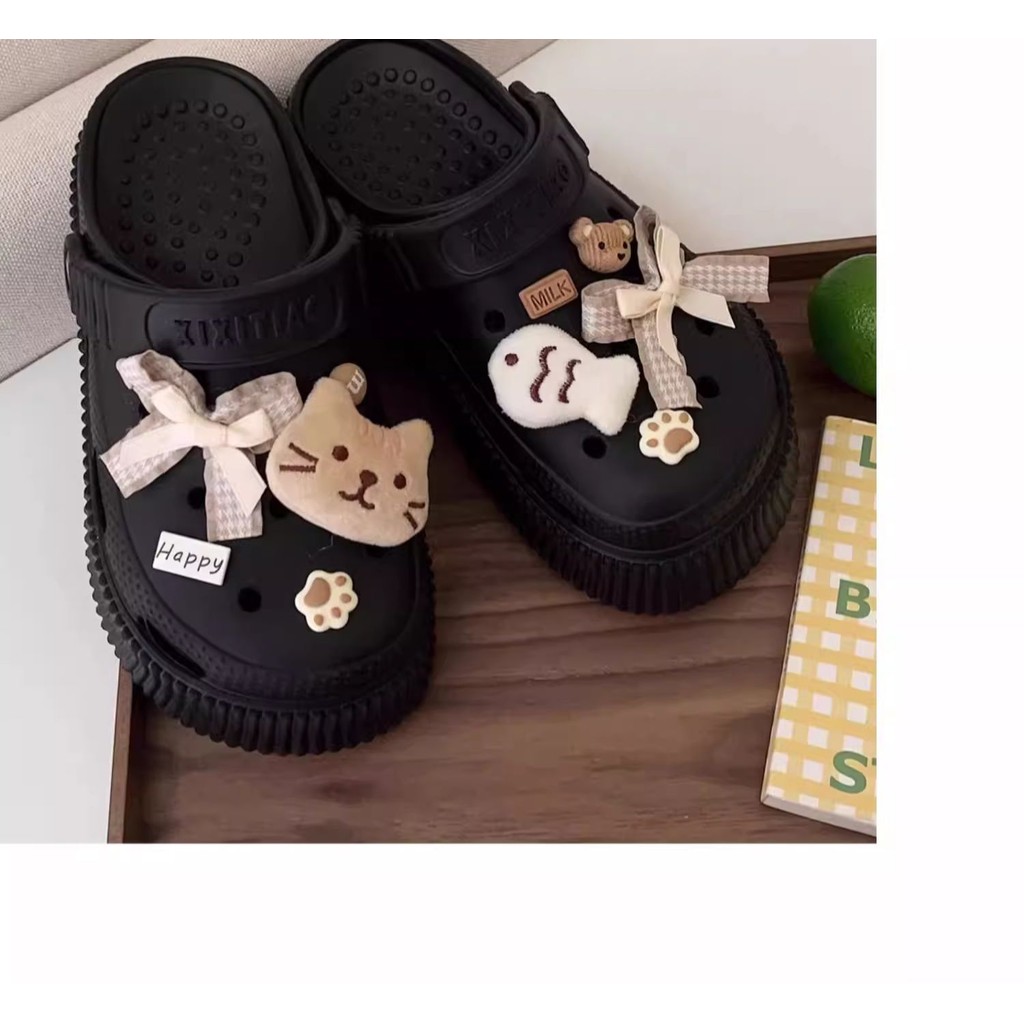 Lỗ Phụ Kiện Giày Ins Cô Gái Trái Tim Mèo Con Nơ Khóa Giày Thích Hợp Cho Crocs Khóa Giày DIY Có Thể Tháo Rời Khóa Giày Lỗ Khóa Giày Busch Khóa Giày Zhibixing Ins Giày Hoa