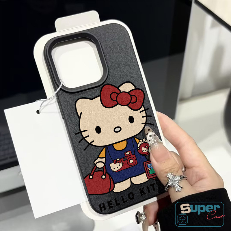 Ốp Lưng Tương Thích Cho IPhone 15 11 13 16 14 12 Pro Max X XS Max XR 14 12 Pro Max 15 14 16 Plus Hoạt Hình Thời Trang Dễ Thương Hello Kitty Da Họa Tiết Cảm Giác Bao Da