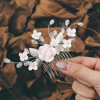 Trang sức tóc bằng hợp kim handmade màu trắng, lược tóc để trang trí đầu cho lễ hội và tiệc cưới