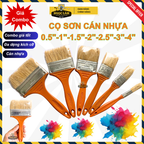 [Giá 1 lố rẻ] Cọ sơn, chổi quét sơn cán nhựa đủ cỡ 0.5", 1",1.5", 2", 2.5", 3", 4" tiện lợi giá rẻ