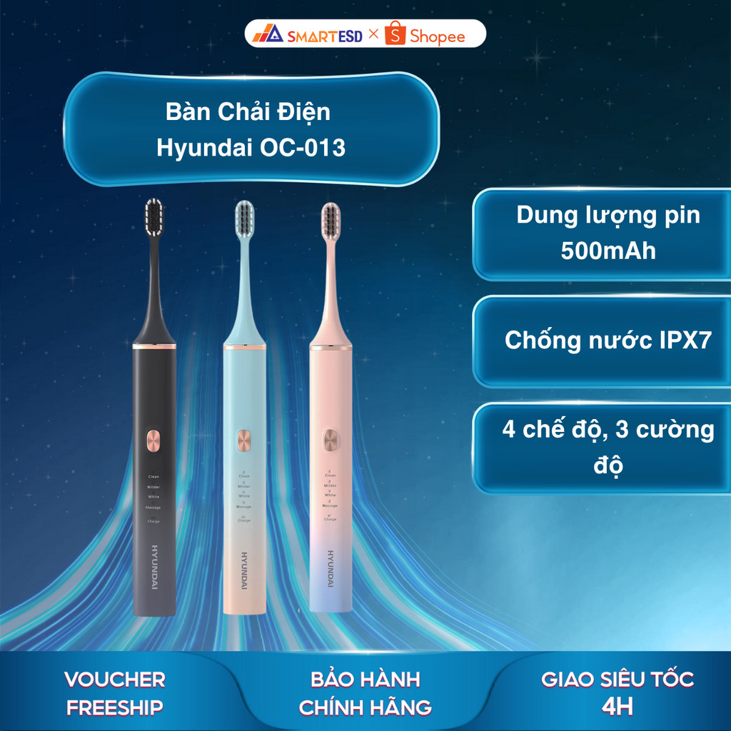Bàn Chải Điện Hyundai OC-013 - Công nghệ làm sạch hiệu quả - Bảo hành chính hãng 12 tháng