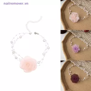 Ngọc Trai Lãng Mạn Choker Camellia Nelace Dây Xích Xương Đòn Mùa Hè Với Vải Hoa Ngọc Trai Cho Nữ Trang Sức Tiệc Tối MỚI
