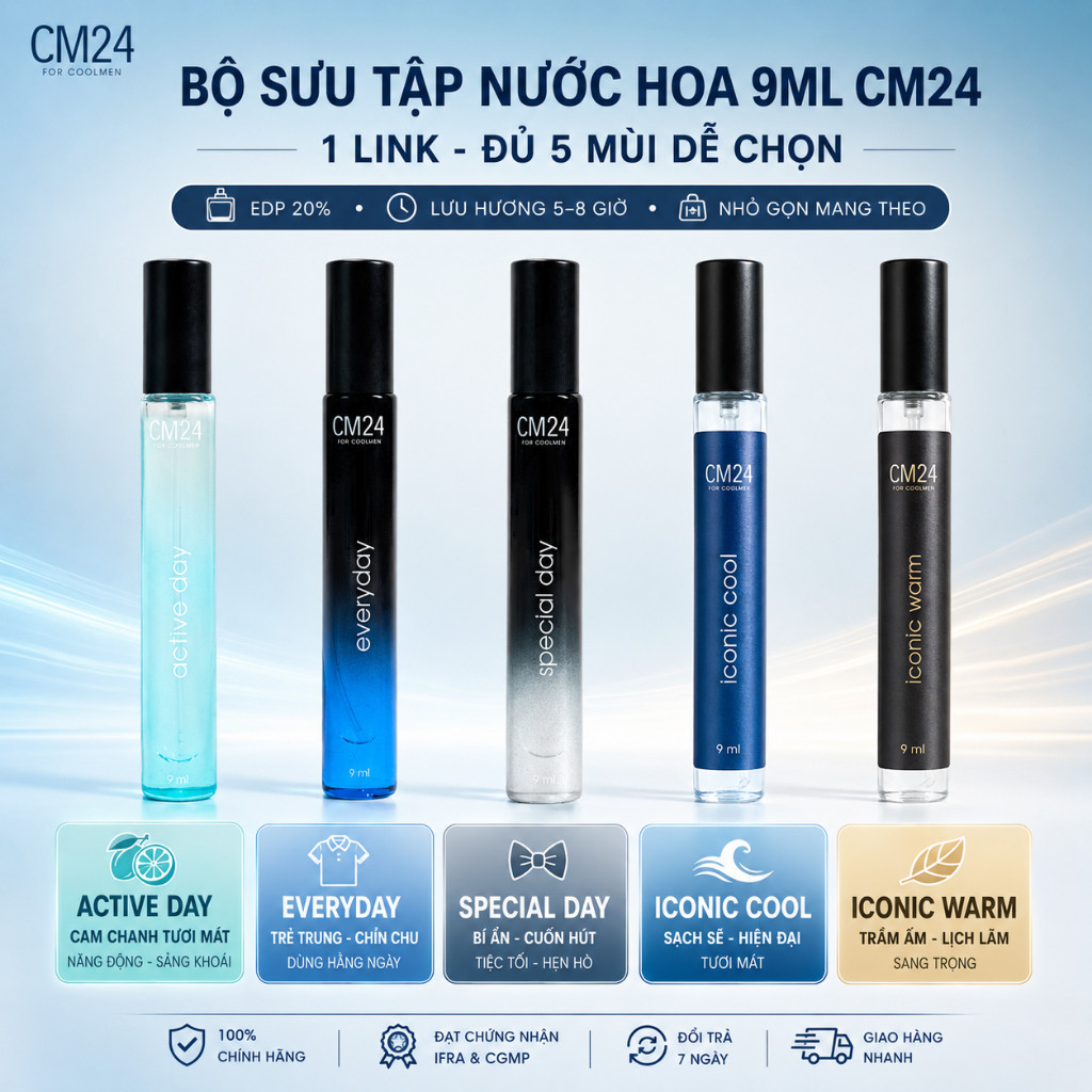 Nước Hoa Nam Cao Cấp Hương Nam Tính, Mạnh Mẽ Lưu Hương Đến 8H CM24 by Coolmen 9ml