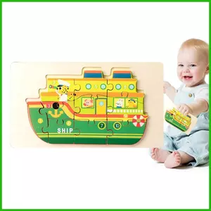 Câu đố xe buýt trường học Câu đố máy xúc bằng gỗ hoạt hình Hỗ trợ học tập di động Đồ dùng giáo dục sớm cho trẻ mẫu giáo saixit2vn