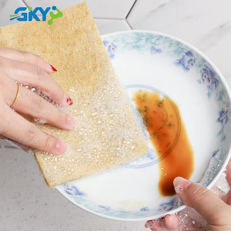 Miếng cọ rửa sợi dừa GKY 10 miếng đệm làm sạch hiệu suất cao không dệt có thể tái sử dụng cho nhà bếp gia đình và nồi bát đĩa Dụng cụ GKY