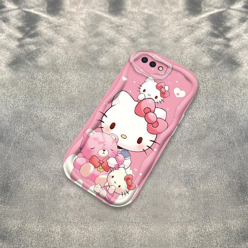 Ốp Silicon Hoạt Hình Cho OPPO A3S A1K A12E AX5 Realme C2 Bảo Vệ 3D Vỏ Điện Thoại Mềm TPU Kitty Sinh Viên Ốp Lưng Chống Sốc