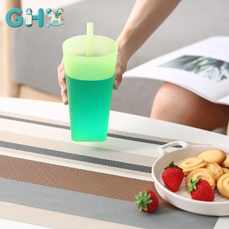 GHX Trẻ Em Sip Cốc Tích Hợp Ống Hút Sữa Màu Kẹo Sippy Cốc Cốc Uống Ống Hút Cho Trẻ Em VN