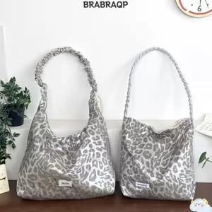 Túi đeo nách BRARAA, Túi Tote in họa tiết da báo dung tích lớn, Túi đeo vai đa năng sang trọng thông thường dành cho nữ