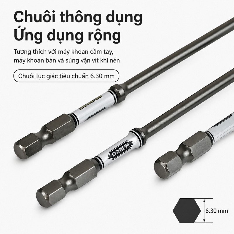 Bộ Mũi Vít Chống Trượt PH2 D2 - Chất Thép Hợp Kim Cứng, Từ Tính Mạnh, Bền Bỉ Cho Mọi Công Việc Khoan & Bắt Vít