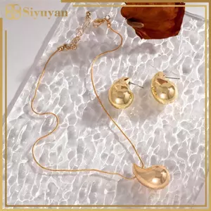 Siyuyan 3 Chiếc Vintage Hình Giọt Nước Bộ Trang Sức Giọt Nước Mặt Dây Chuyền Dây Chuyền Nelace Bộ Bông Tai Nữ Quà Tặng VN