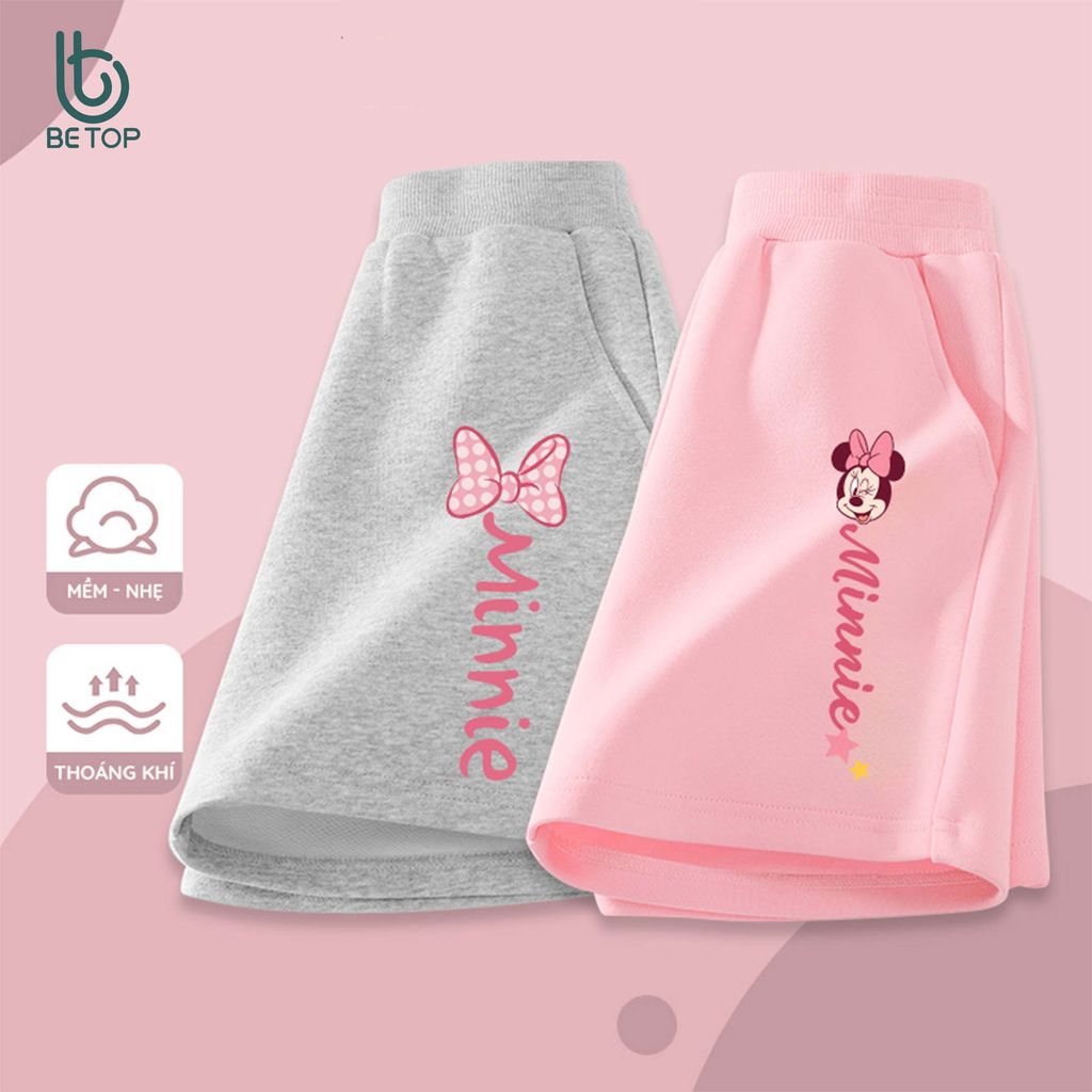 Quần Short Bé Gái Disney BETOP Mẫu Mới 2026, Quần Đùi Nỉ Da Cá Dáng Thể Thao Cực Xinh 12-45kg
