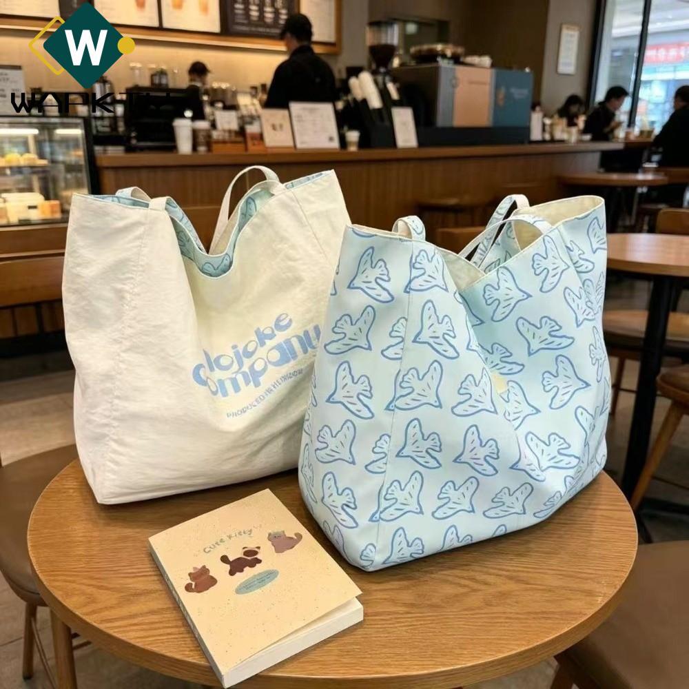 Túi đeo vai bằng vải WAPKTY, Túi đeo vai đơn nhẹ bền bỉ, Túi lưu trữ dung lượng lớn đa năng hai mặt dễ thương Du lịch hàng ngày