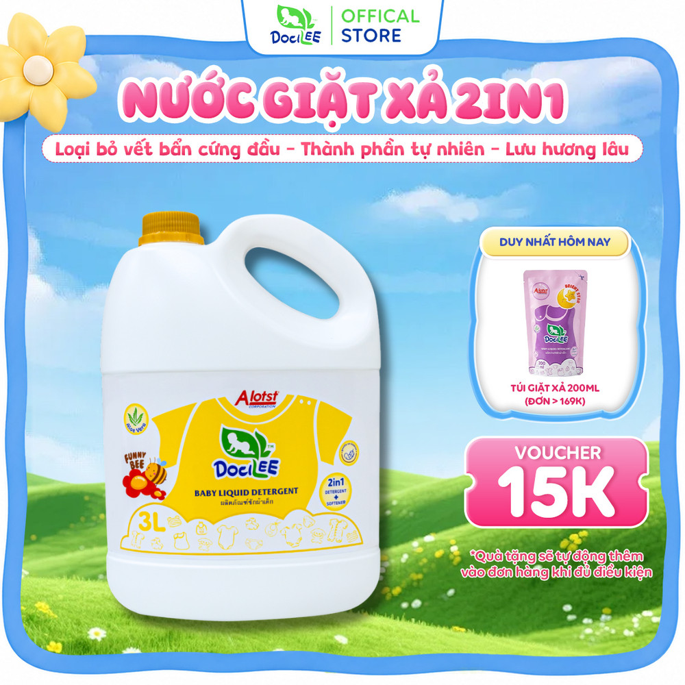 [CHỌN MÀU] Nước Giặt Xả Quần Áo DOCILEE Đậm Đặc, Tiện Lợi Lưu Hương Lâu, Sạch Thơm Mềm Mại, Cho Da Nhạy Cảm