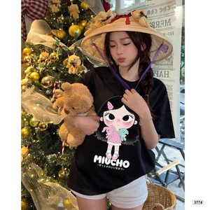 （Giao hàng 24h）Angela Áo thun boxy Cute Doll Chibi hot trend phong cách Hàn Quốc Angela 3774