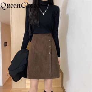 Váy vải nhung mùa đông dành cho nữ Váy bút chì màu đen nguyên khối
