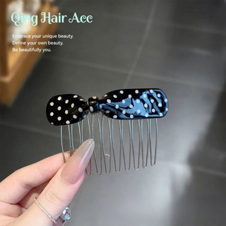 Chấm Bi Nơ Bên Trên Lược Kẹp Tóc Nữ Acetate Bên Nổ Kẹp Tóc Cao Cấp Đầu Lưng Lược Tóc