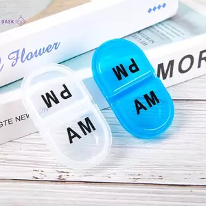 Hộp đựng thuốc chống nước 2 lưới Hộp đựng thuốc hình bầu dục di động Hộp đựng thuốc Hộp đựng thuốc AM & PM hàng ngày