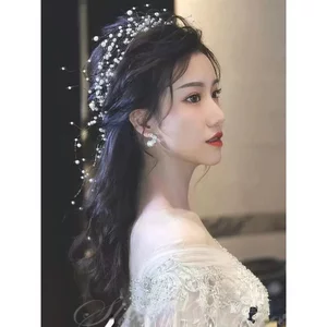 🔥phụ kiện chụp ảnh cưới phụ kiện tóc cô dâu kẹp tóc cô dâu Nhật Bản Hàn Quốc Cô Dâu Mũ Mori Handmade Ngọc Trai Cổ Tích Làm Tóc Ban Nhạc Siêu Cổ Tích Vòng Hoa Đầu Cưới Phụ Kiện Tóc Cưới Phụ Kiện Cưới