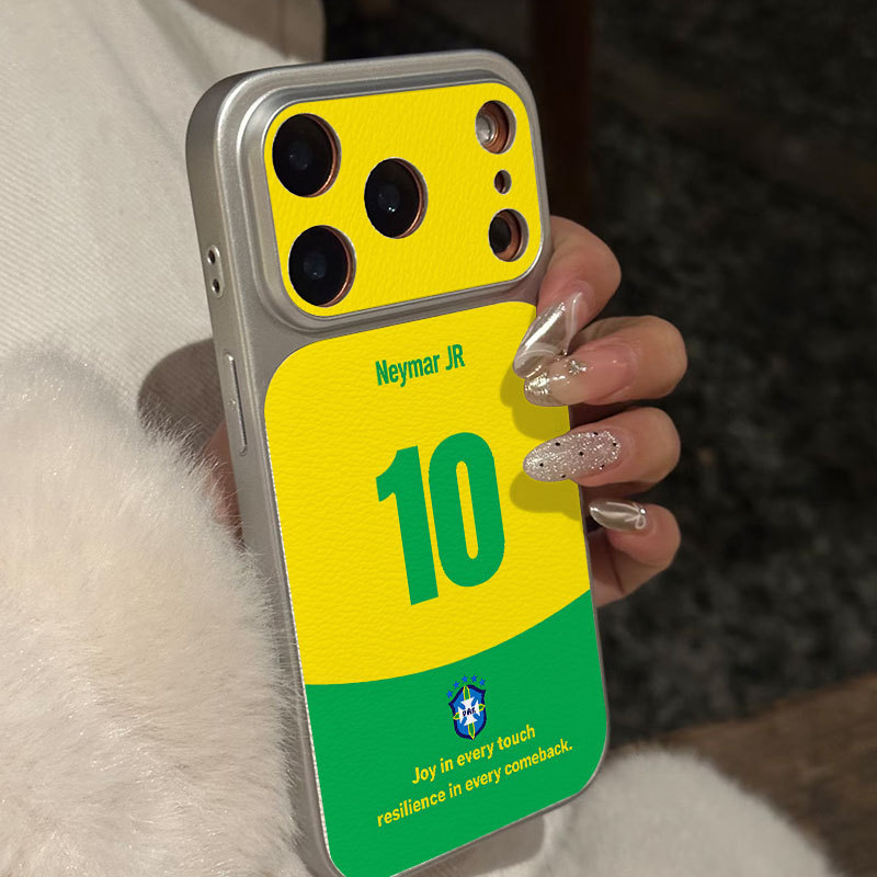 Ốp lưng iPhone Họa tiết da phong cách mạ Brazil Số 10 iPhone 17 16 15 14 13 12 11 Pro Max Plus Max