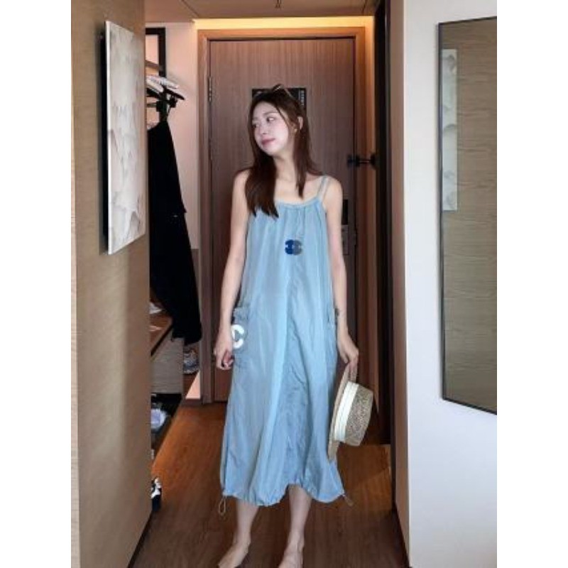 Váy dài dáng rộng mới có dây buộc cho nữ