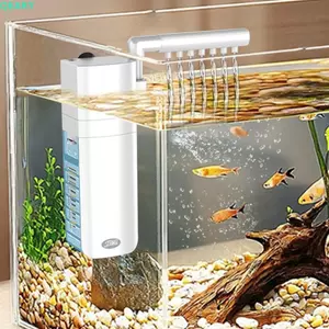 Bộ lọc bể cá QEARY, Bộ lọc tích hợp bể cá im lặng 3 trong 1, Máy bơm sục khí tiết kiệm năng lượng Máy bơm oxy vòi hoa sen mưa Bể cá nhỏ