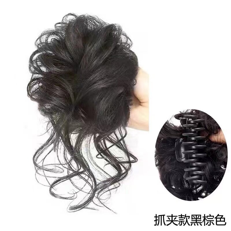 Dây buộc tóc giả búi củ tỏi bồng bềnh tự nhiên, tóc giả tạo kiểu tóc búi丸子头 dễ thương