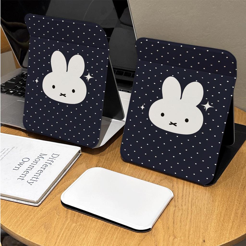 Gương gấp mini họa tiết thỏ Miffy nền đen chấm trắng gương mini