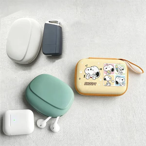 Túi lưu trữ sạc Snoopy dễ thương, Túi sắp xếp cáp thiết kế in da PU, Túi đựng điện tử đóng cửa có dây kéo dung tích lớn Sử dụng du lịch