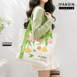 Túi đeo vai IFANIN, Túi Tote in hoa dung tích lớn, Canvas thời trang Túi mua sắm nhẹ có thể tái sử dụng