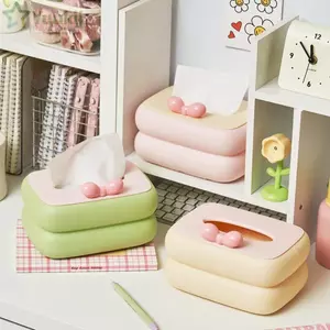Hộp khăn giấy YUUKII, Hộp đựng khăn giấy thanh lịch bằng nhựa, Hộp đựng khăn giấy lưu trữ màu kẹo đa chức năng dễ thương
