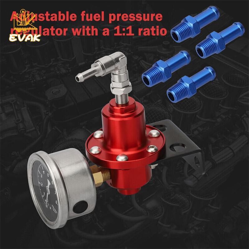Bộ điều chỉnh áp suất nhiên liệu nhôm đa năng Alittlesetrtu có đồng hồ đo 60-100psi VN