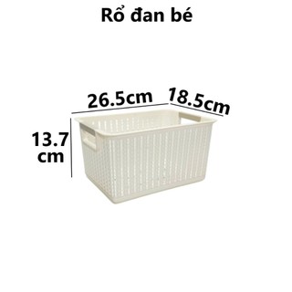 Rổ đan chữ nhật nhựa VIỆT NHẬT- Có nắp, không nắp, đựng tài liệu, bánh kẹo, đồ bé 3415