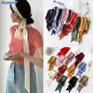 Bluelover 5x200cm Satin Silk N Khăn Khăn Neerchief Chắc Chắn Ne Khăn Dài Lụa Mỏng Khăn Đầu Ne Tóc Túi Ruy Băng s DIY Mới
