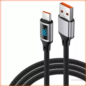 Cáp sạc nhanh Star Nylon và Metal Type C 60W với màn hình nguồn thời gian thực