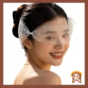 Li Tinh Tế Vải Tuyn Che Mắt Cô Dâu Veils Với Đính Hạt Kim Cương Giả Ngọc Trai Mắt Cho Cô Dâu Và Người Biểu Diễn Đầm Dự Tiệc