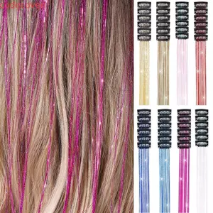 COCODECOVED 6 Cái Kẹp Tóc, Dụng Cụ Bện Tóc Kẹp Trong Thiếcsel Phần Mở Rộng Tóc, Cổ Tích Dazzles Dài Nhiều Màu Sắc Sáng Bóng Lấp Lánh Lễ Hội Tóc Quà Tặng
