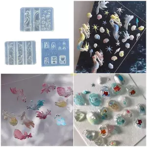 Flgo Sinh Vật Biển Khuôn Silicon Làm Đồ Trang Sức Bằng Nhựa Bao Gồm Rùa Cá Ngựa Và Vỏ Thiết Kế Nổi