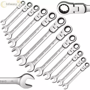Cờ lê Ratchet hai đầu EDIWANY, Cờ lê kết hợp Ratchet phát hành nhanh, 72 răng 6-22mm Dụng cụ cầm tay
