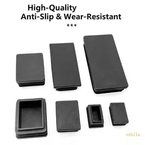 Exhila 12 Chiếc Nhựa Màu Đen Hình Chữ Nhật Trống Cuối Mũ Ống Nhựa Đầu Nắp Chèn Trống Nút Chặn Dễ Dàng Lắp Đặt