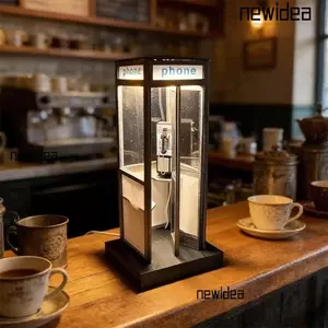 NEWIDEA Vintage Cao Điện Thoại Đèn, USB Cao Phoneboost Trang Trí Cổ Điển Gian Hàng Điện Thoại Đèn Bàn, Dụng Cụ Chiếu Sáng Retro Hộp Điện Thoại Trang Trí Đèn Ngủ